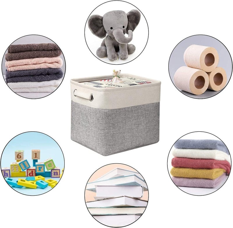 Kntiwiwo Foldable Storage Bin Collapsible Basket 12" x 10" x 9.5" Cube Storage Organizer Bins with Dual Carry Handles for Home Closet Shelves Drawers Organizer, Set of 3, Grey - Image 5